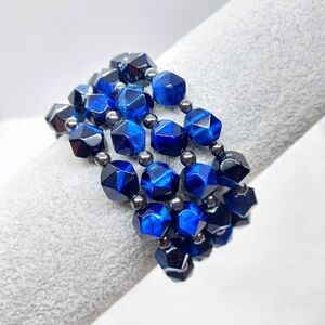◇ 10mm Diamond Faceted Deep Blue Tiger Eye Bracelets